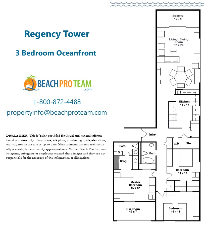 Regency Towers Floor Plan 2 - 3 Bedroom Oceanfront